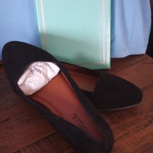 Black Suede Slip-On Loafers with Rounded Toe